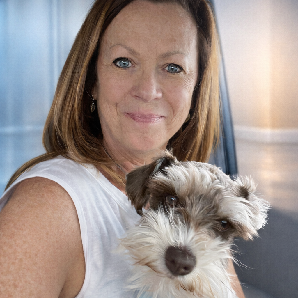 Cristine with a puppy